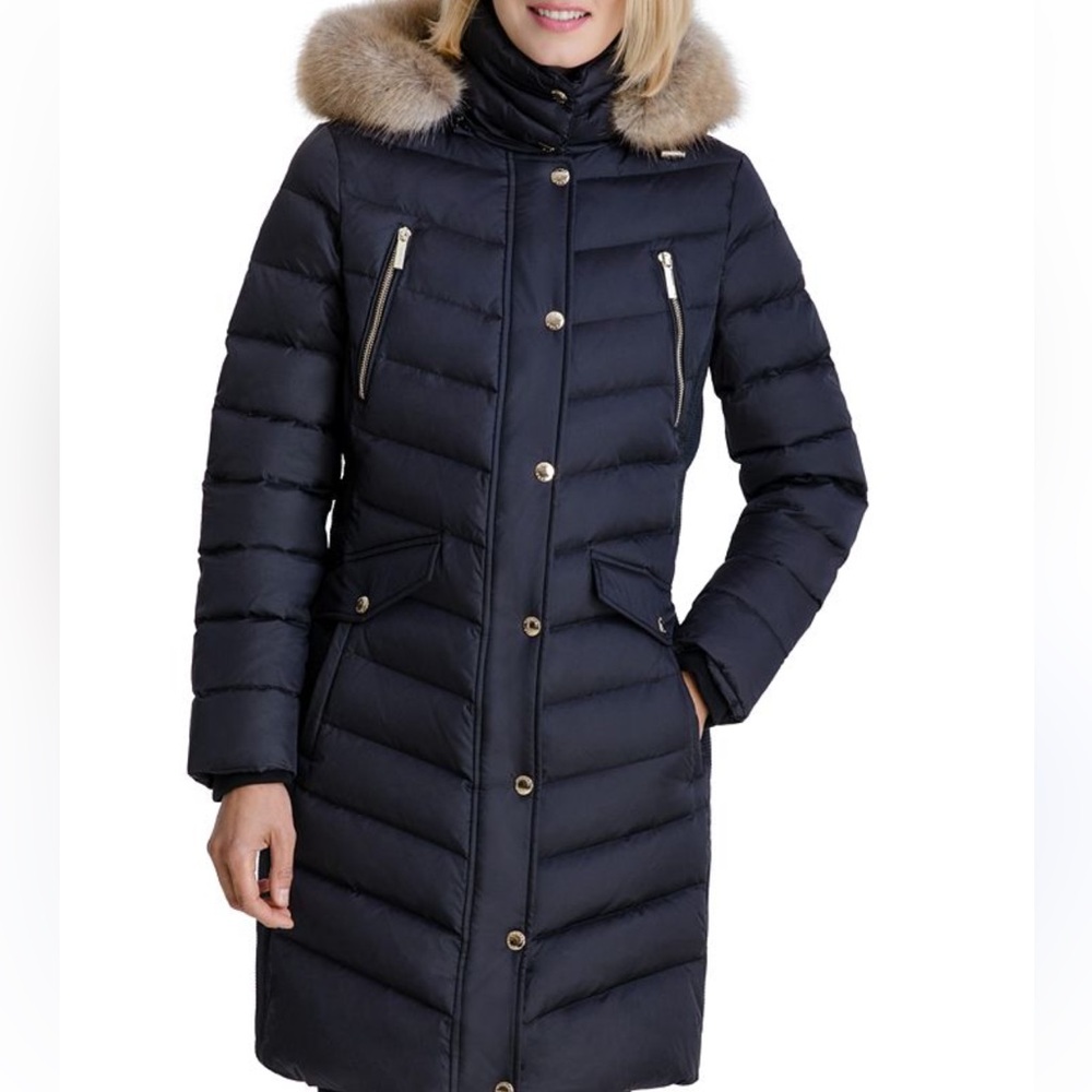 Michael Kors Faux-Fur Trim Hooded Down Coat